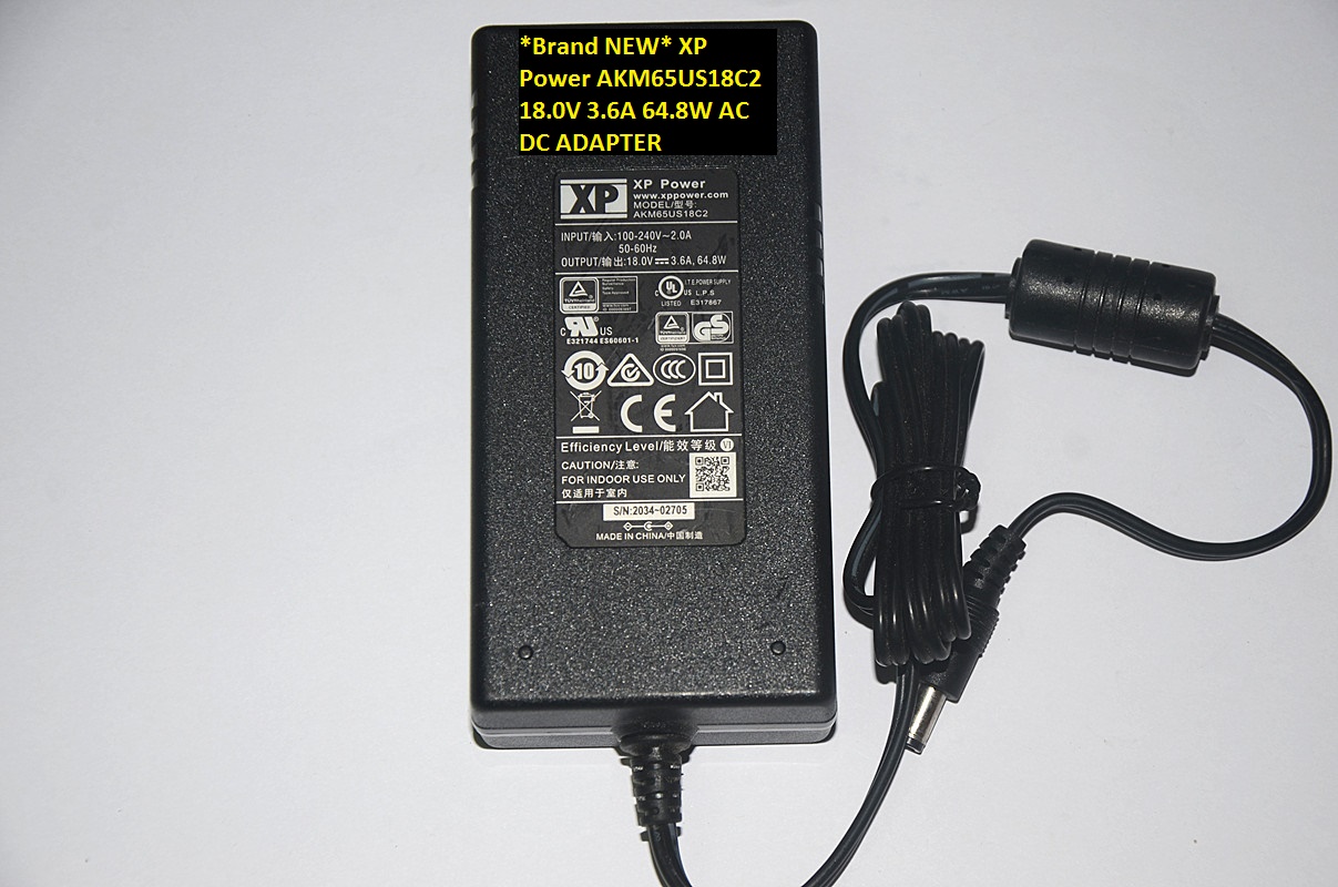 *Brand NEW* XP Power AKM65US18C2 18.0V 3.6A 64.8W AC DC ADAPTER - Click Image to Close